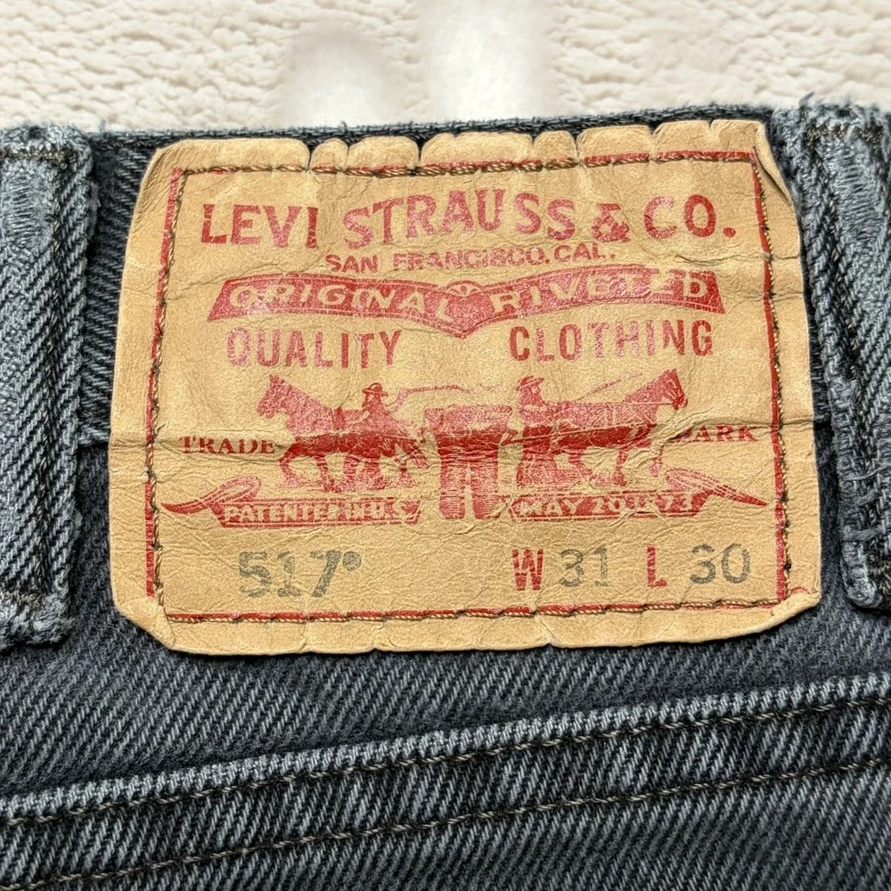Vtg Levis 517 Jeans Mens Fits 31x29 Faded Black Bootcut Denim Western Y2K 2000s